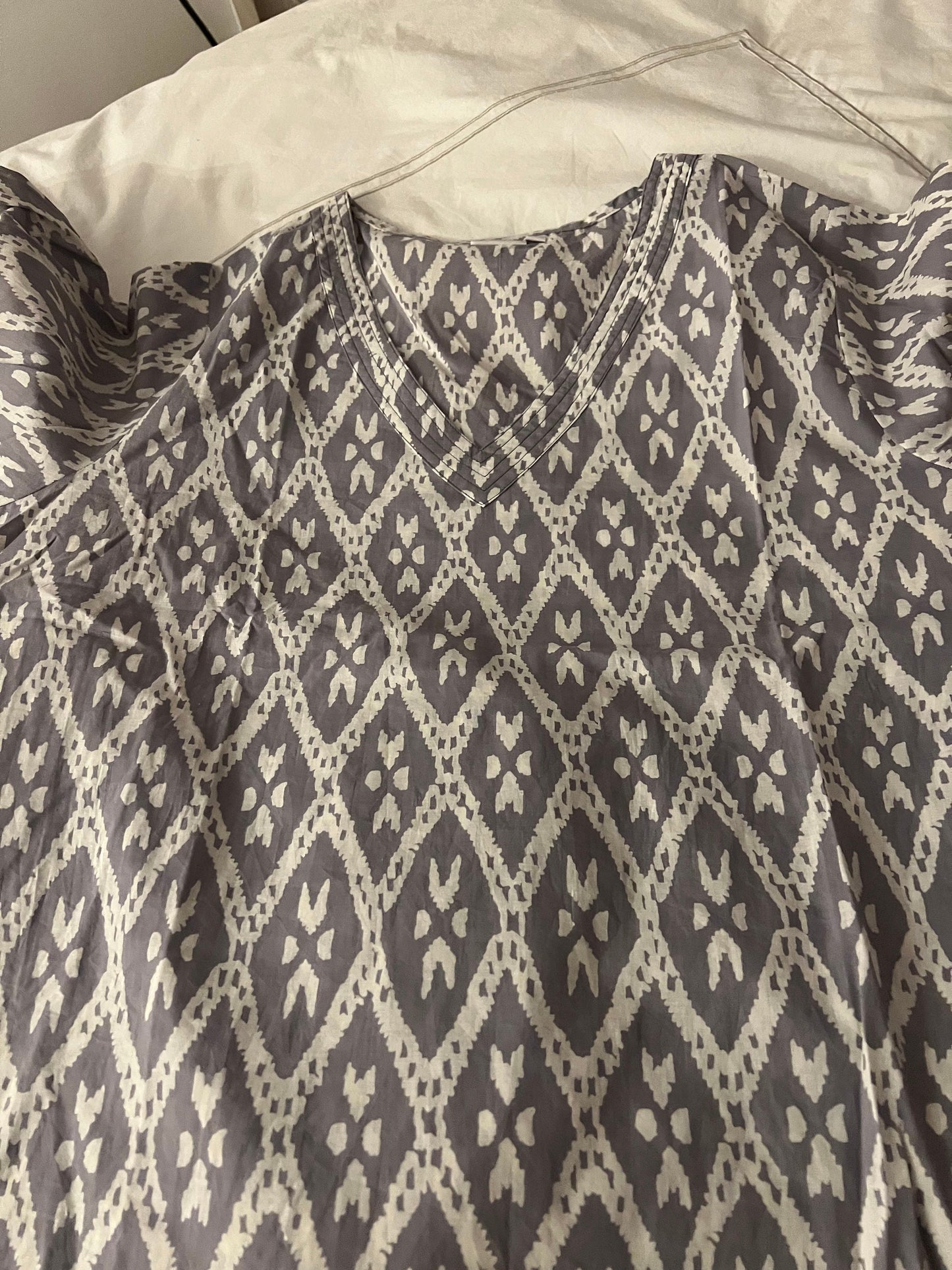 A-line tunic top, ikat print fabric, hand made, calf length dress, tunic, cover up, loungewear FREE DELIVERY