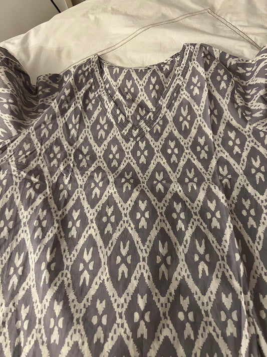 A-line tunic top, ikat print fabric, hand made, calf length dress, tunic, cover up, loungewear FREE DELIVERY