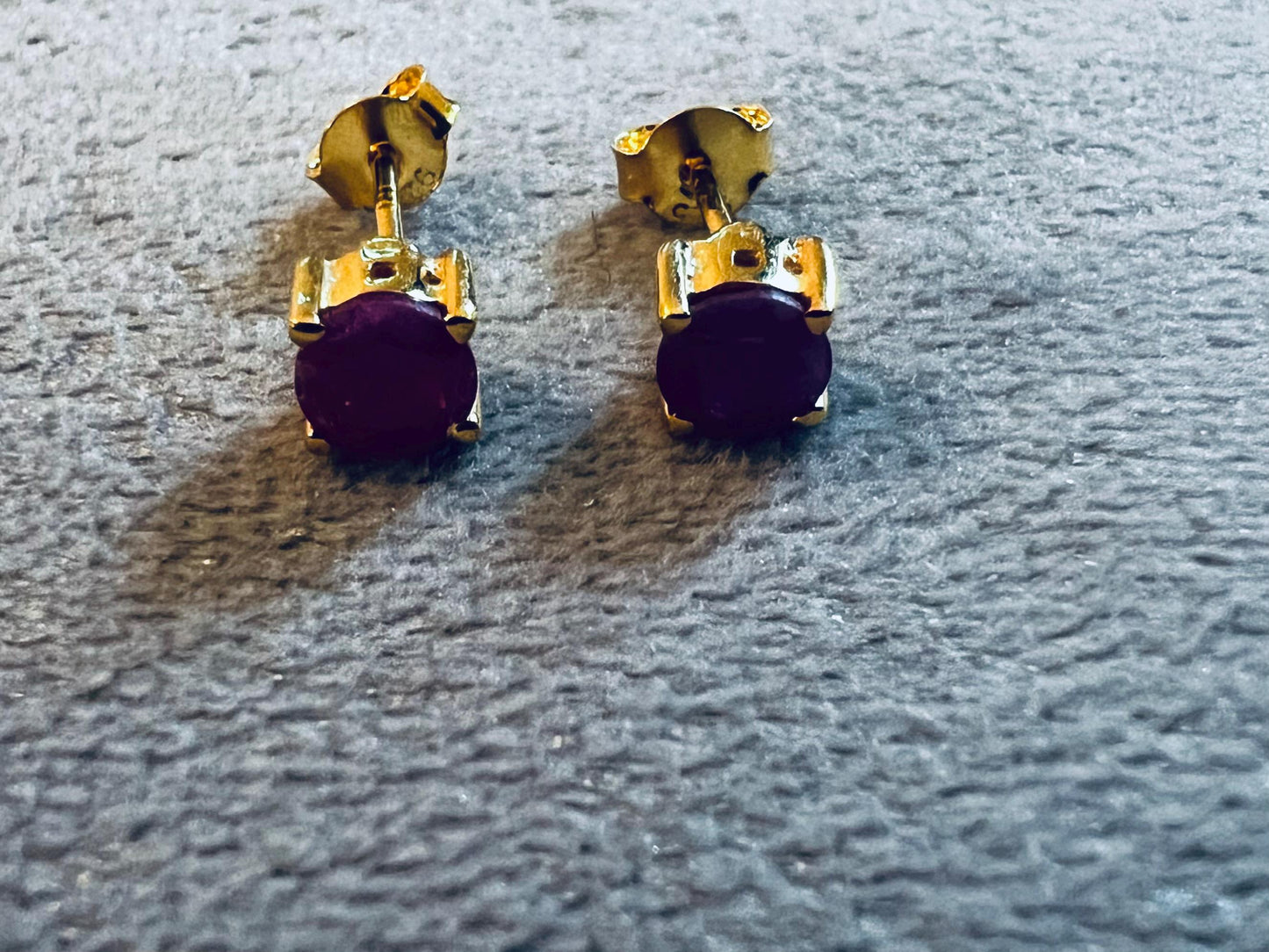 Natural Ruby Stud Earrings in Sterling Silver | July Birthstone Earrings | Red Gemstone Minimalist Studs | Gift for Her | Handmade