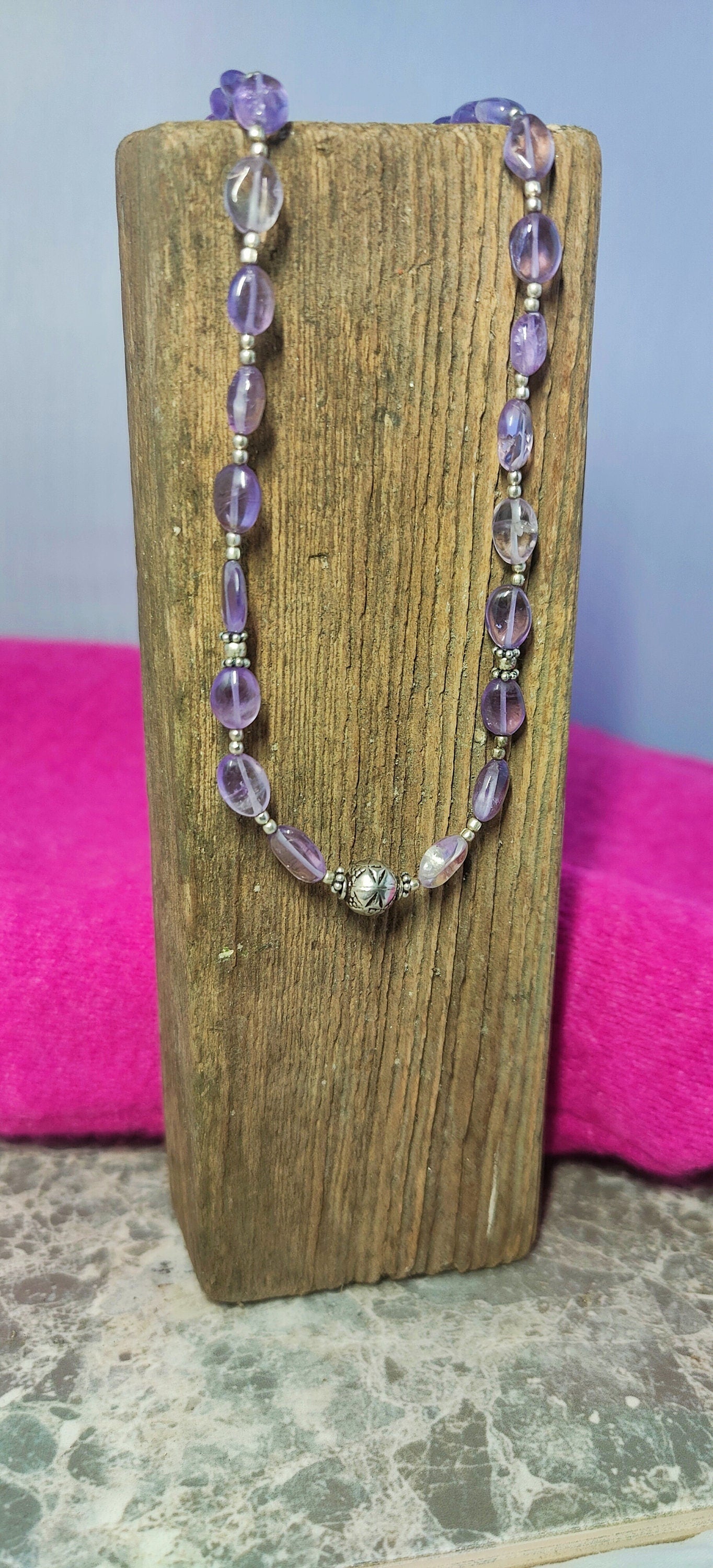 Amethyst and silver necklace FREE DELIVERY