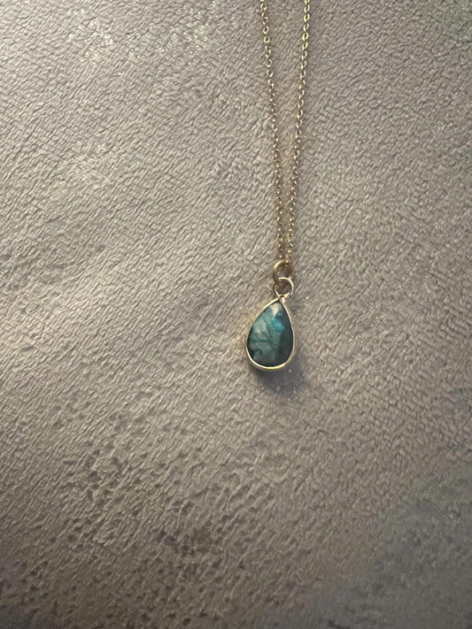 Dainty Drop Gem Stone Pendant