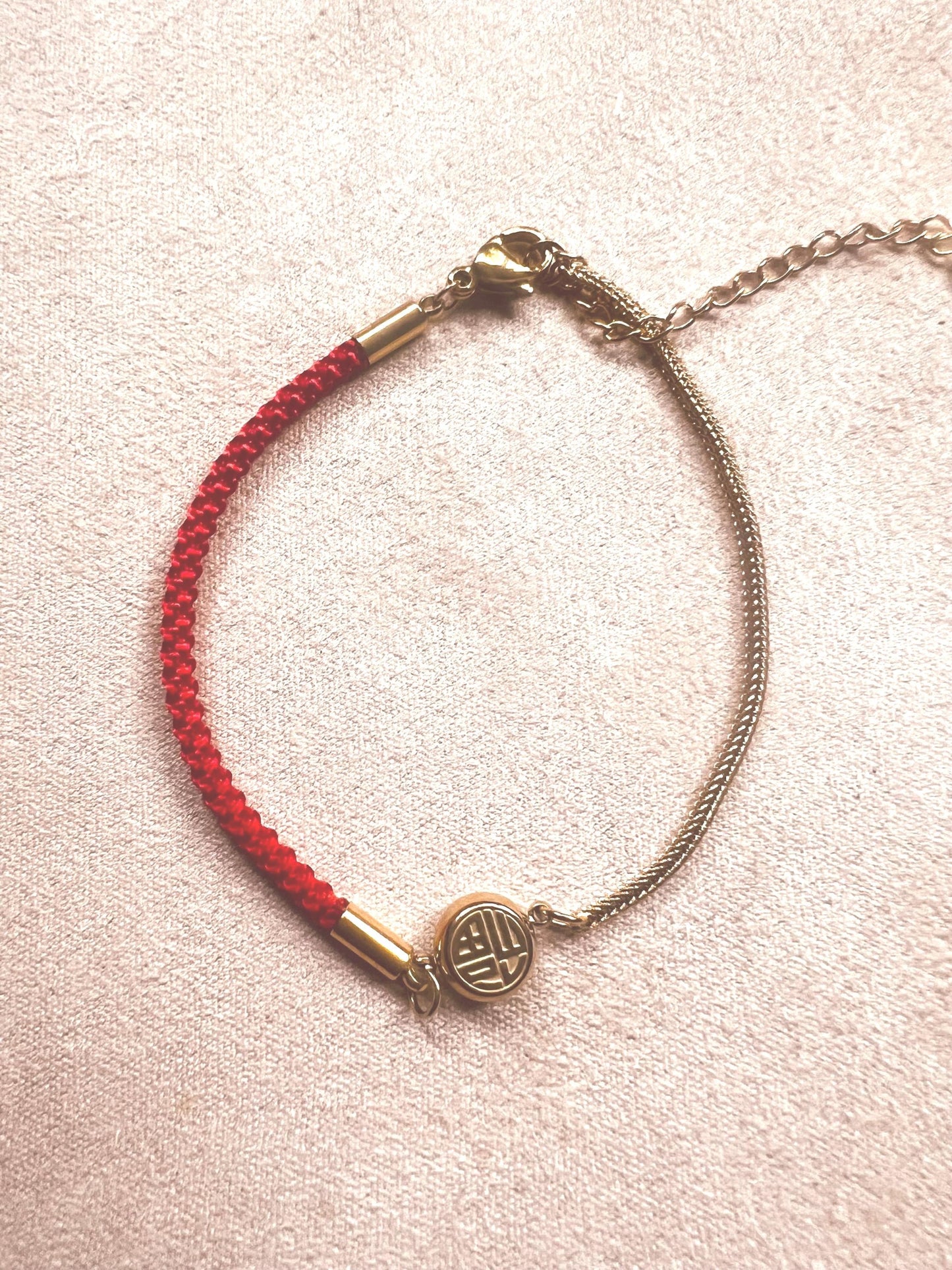 Chinese Lucky Red Thread Friendship Bracelet with Gold Accent | Protection Bracelet | Good Luck Gift | Adjustable Bracelet