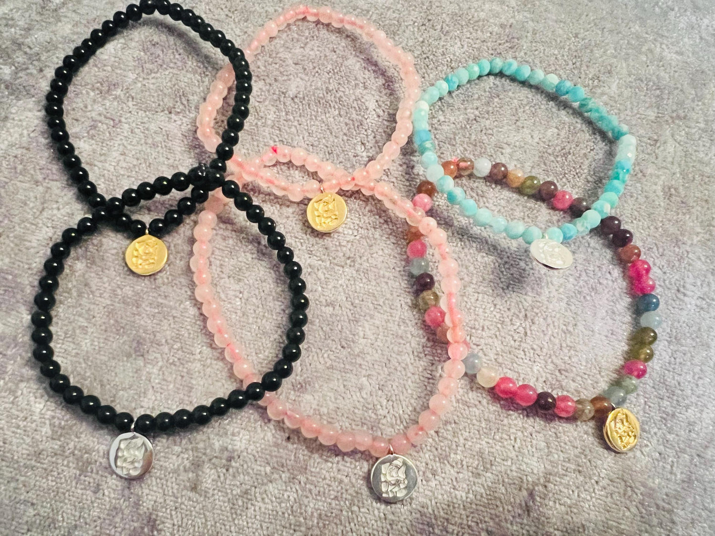 Ganesha Gemstone & 925 Silver Charm Bracelet – Handmade Spiritual Jewelry, Blessing Bracelet, Perfect Gift for Prosperity and Success