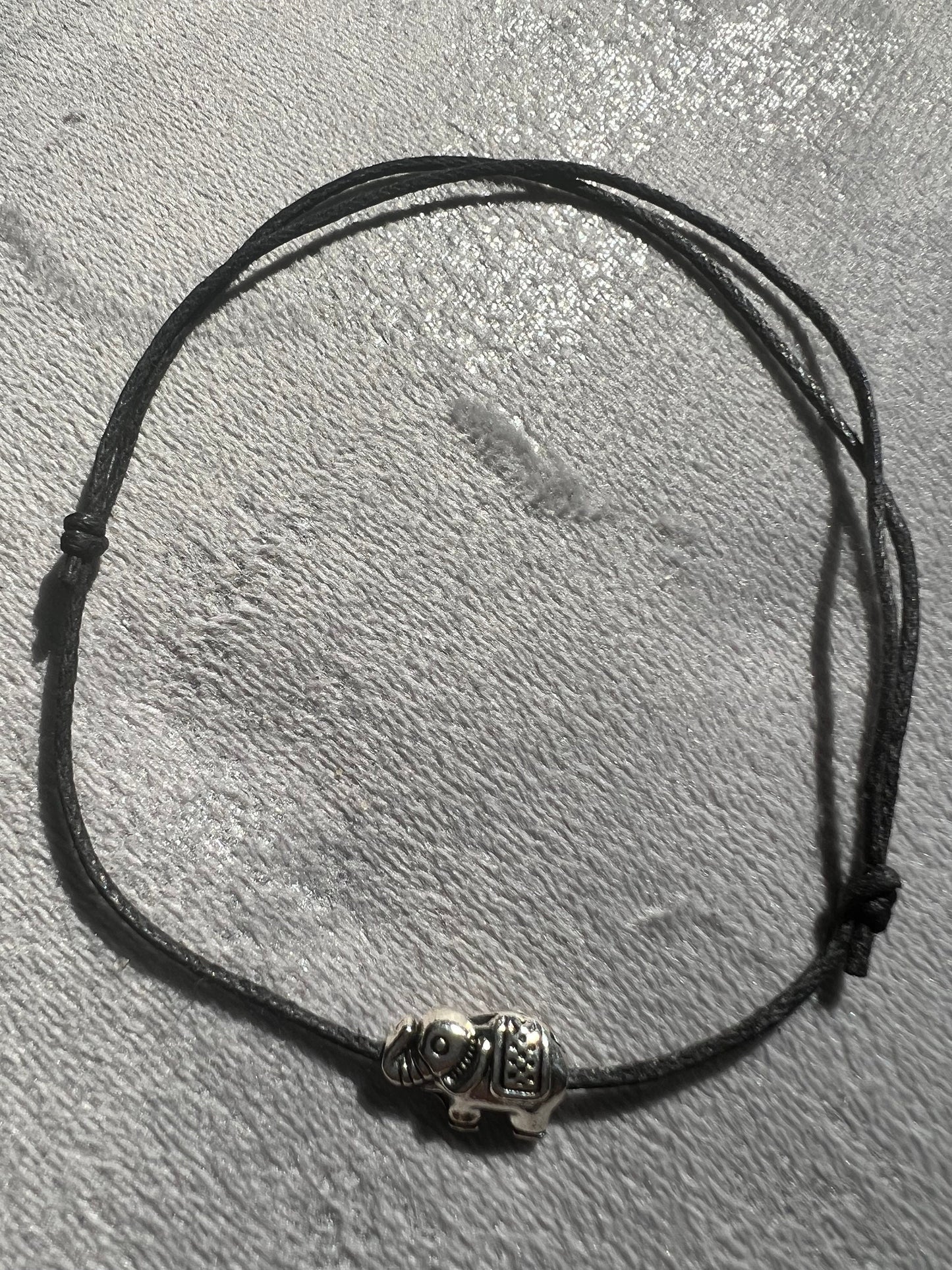 Black thread anklet with charm, summer beach. Lightweight ankle bracelet with an elephant, leaf, turtle, butterfly charm