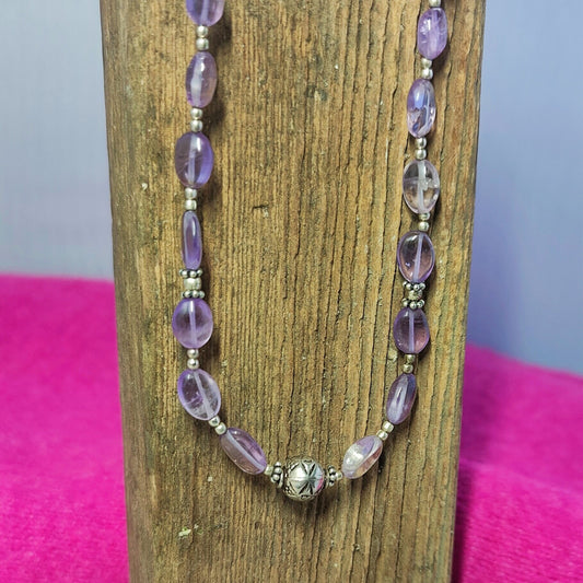 Amethyst and silver necklace FREE DELIVERY