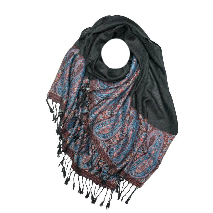 Pashmina Scarf - Two Tone Paisley Print