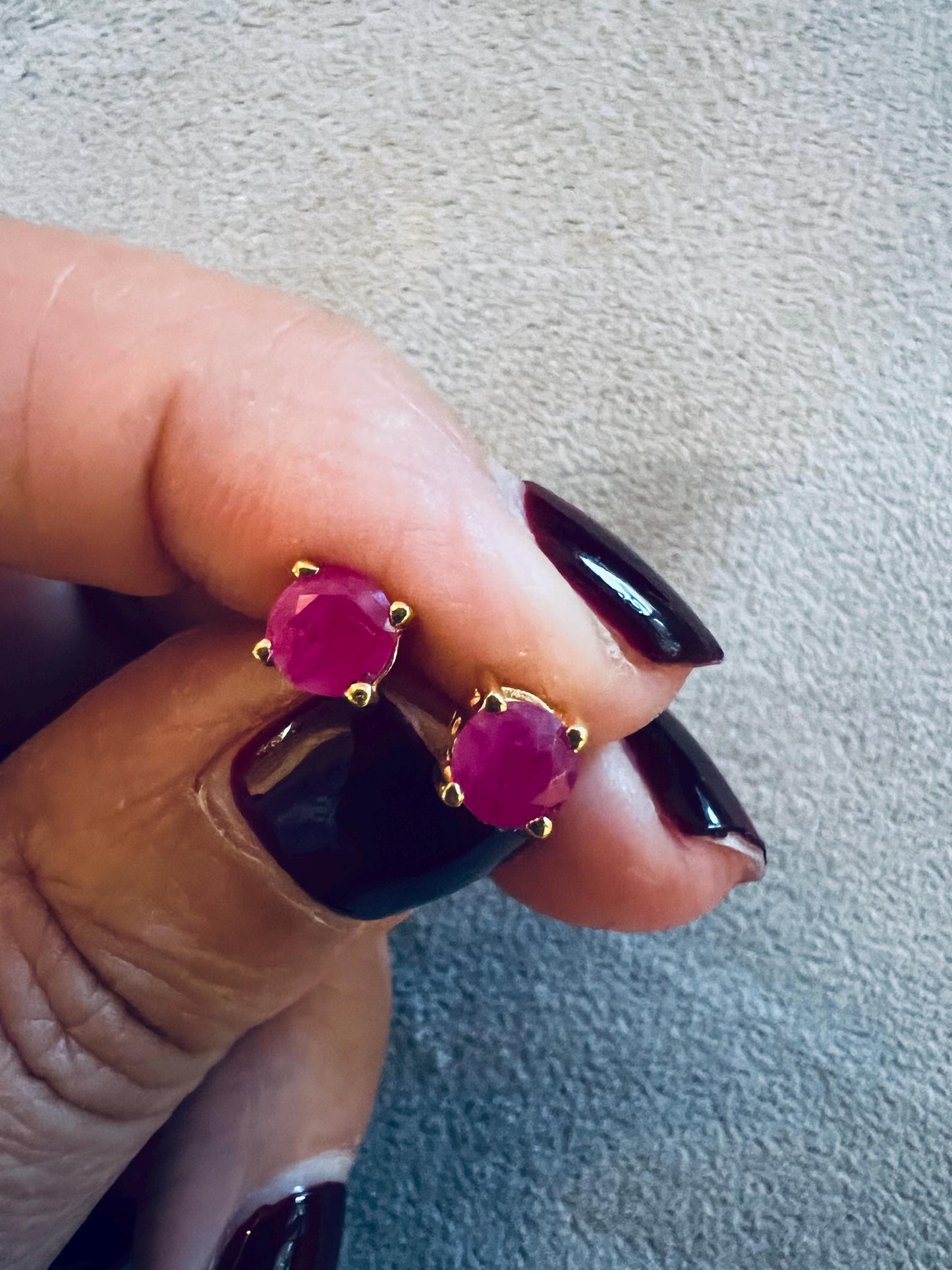 Natural Ruby Stud Earrings in Sterling Silver | July Birthstone Earrings | Red Gemstone Minimalist Studs | Gift for Her | Handmade