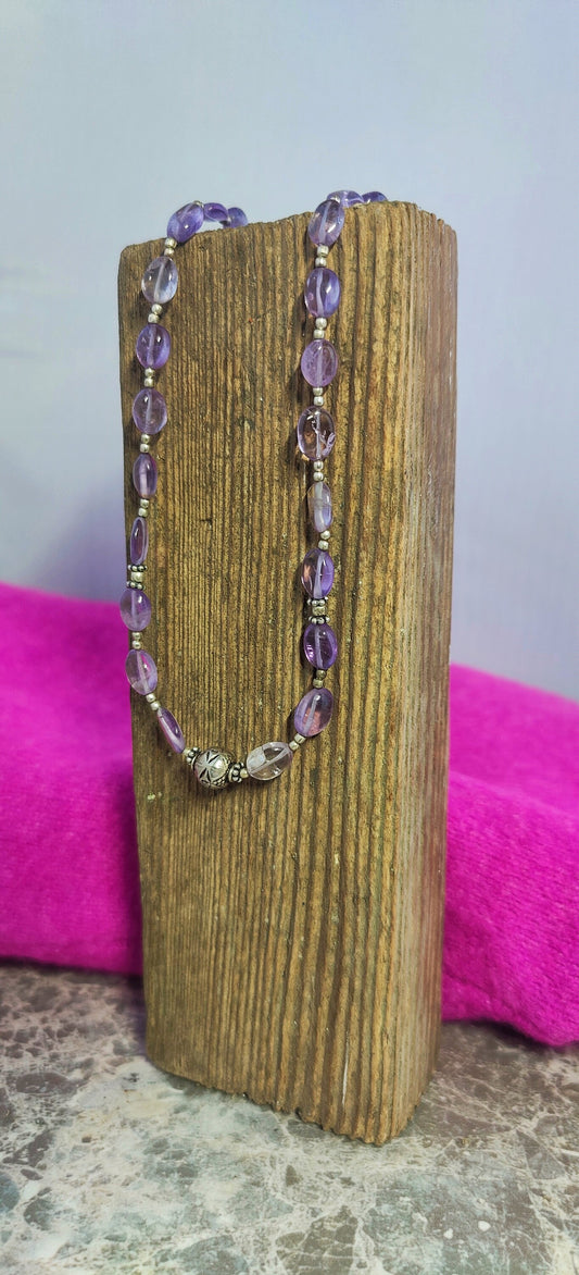 Amethyst and silver necklace FREE DELIVERY