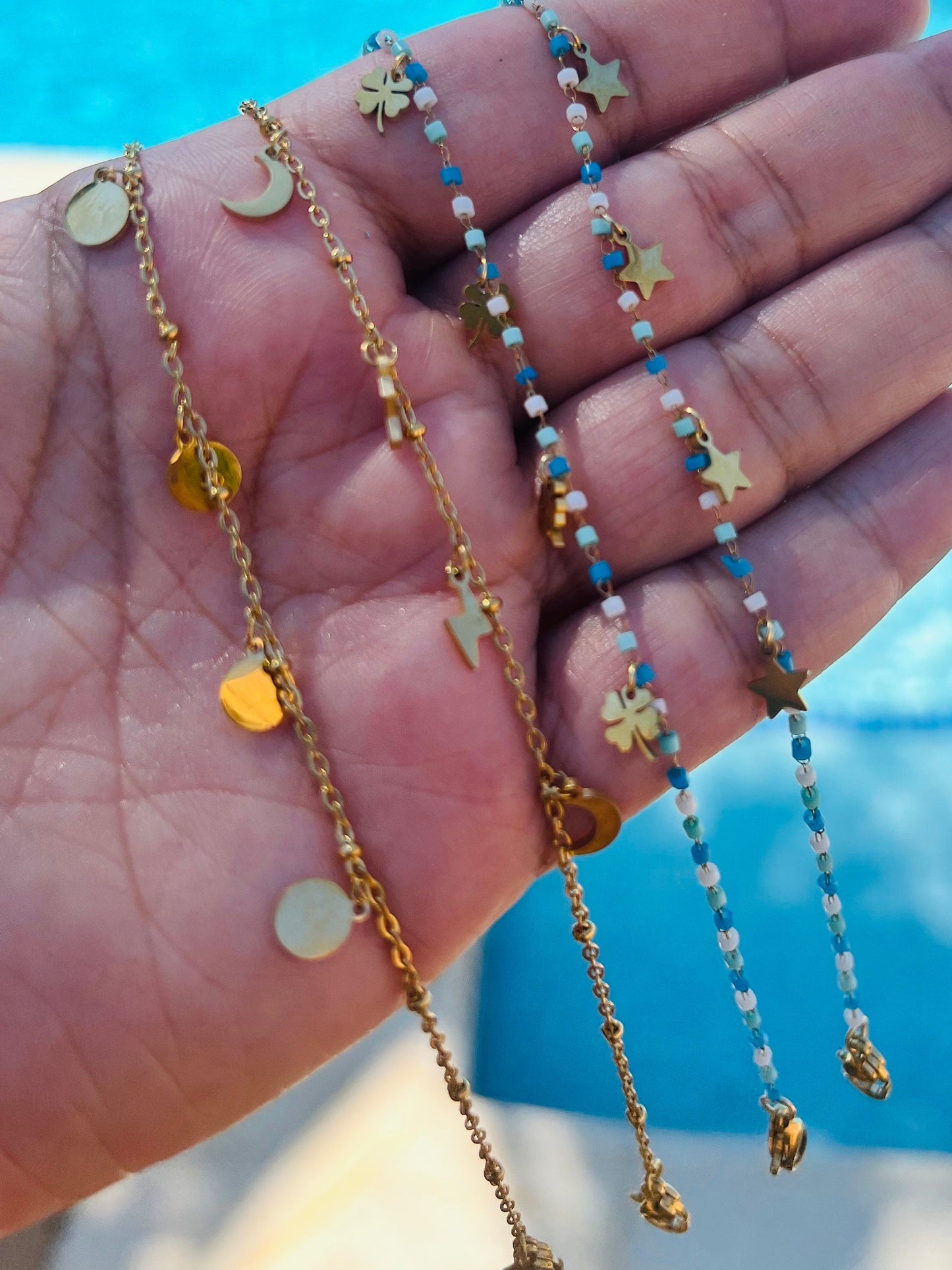 Gold Plated, Anklet, Ibiza vibe, summer beach. Add a touch of glamour with this lightweight ankle bracelet