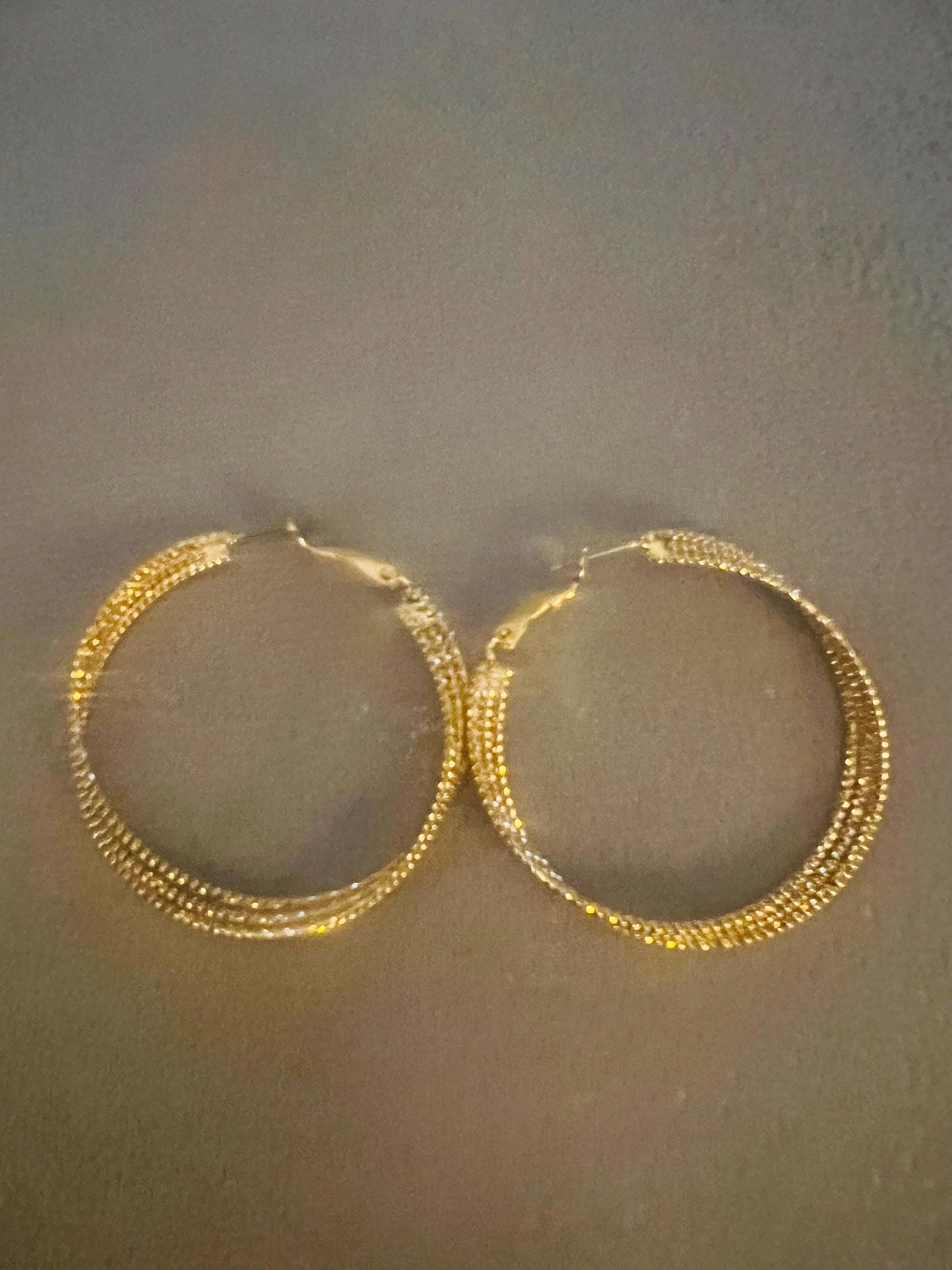 Triple Gold Hoop Earrings | Statement Layered Hoops | Bold Textured Gold Earrings