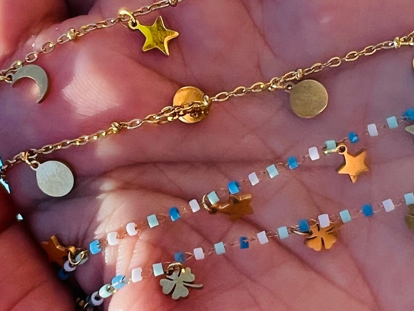 Gold Plated, Anklet, Ibiza vibe, summer beach. Add a touch of glamour with this lightweight ankle bracelet