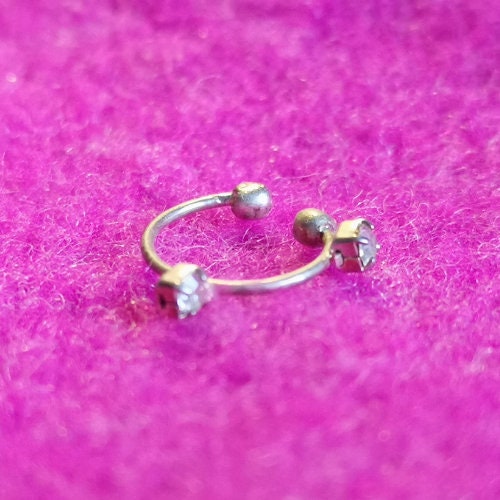 Nose Rings, Crystal stones, Clip, Non-Pierce