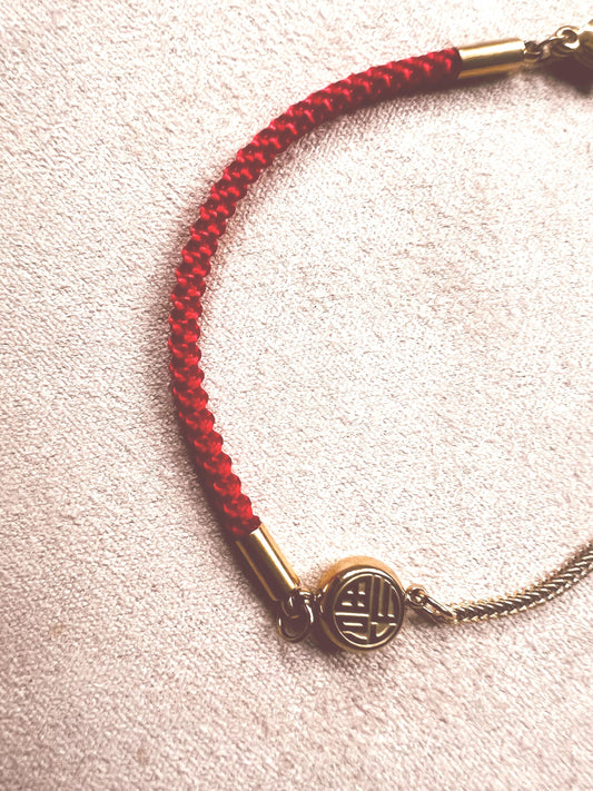 Chinese Lucky Red Thread Friendship Bracelet with Gold Accent | Protection Bracelet | Good Luck Gift | Adjustable Bracelet