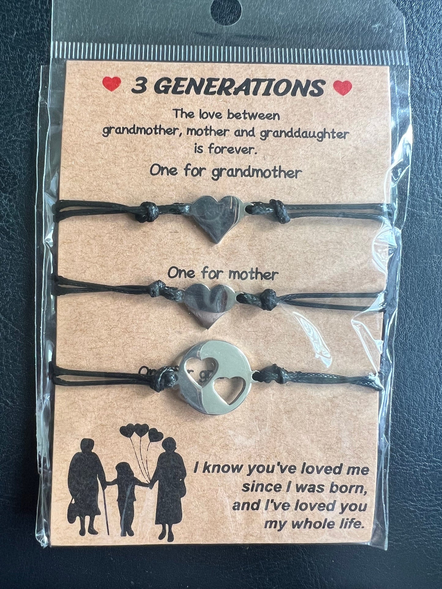 Sisters, Mothers and Daughters, Three Generations Friendship Bracelets perfect for Mothers Day