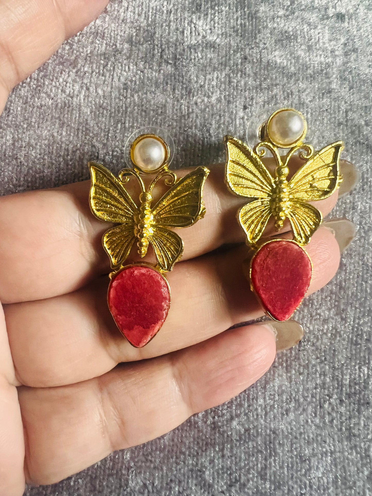 Butterfly Design Velvet Earrings