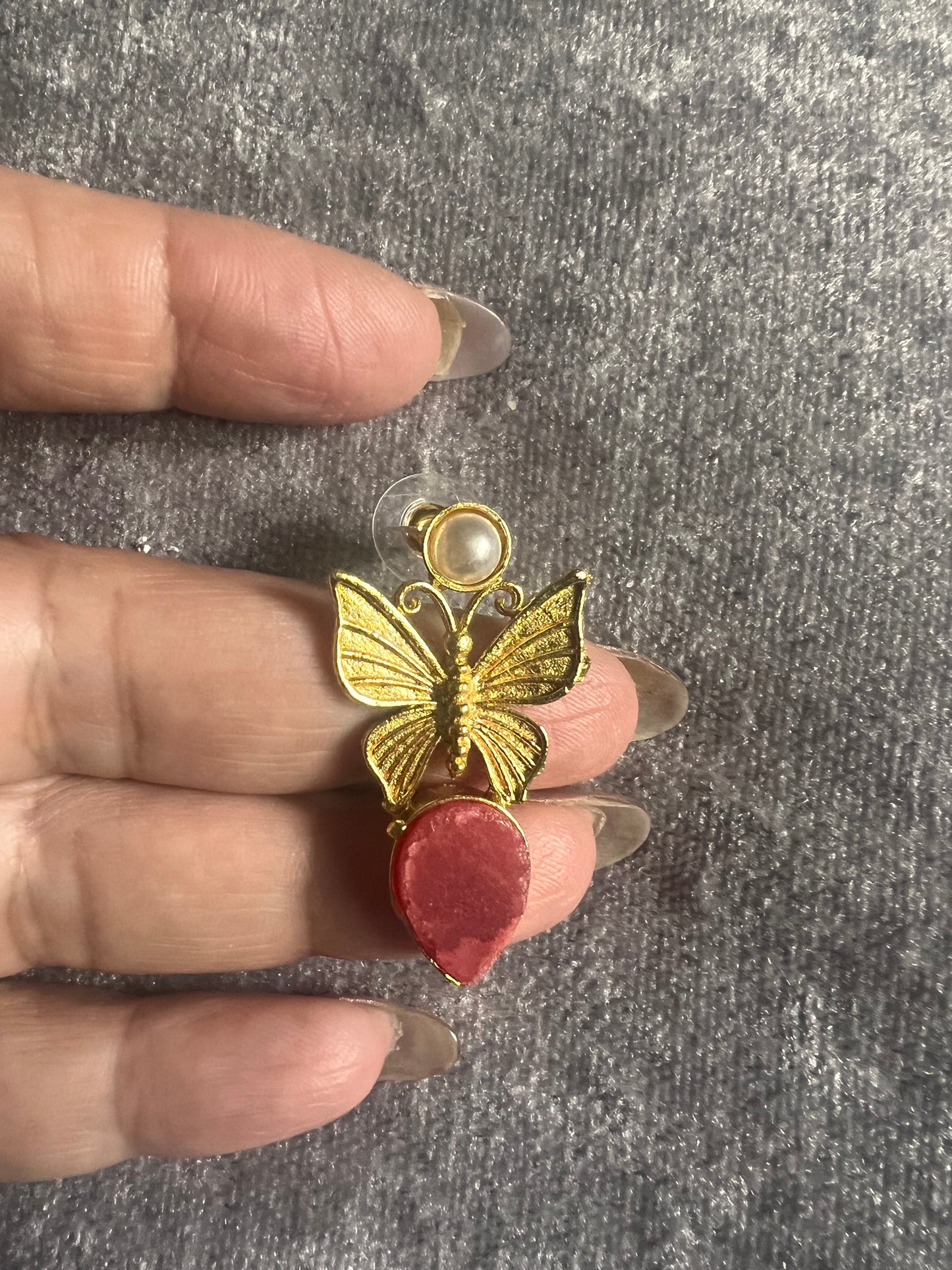 Butterfly Design Velvet Earrings