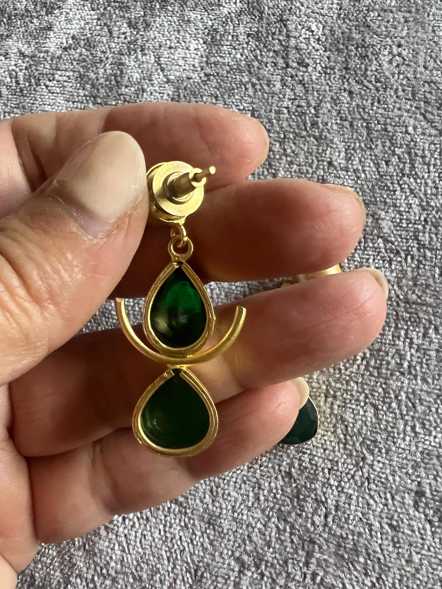 Genuine Gemstone Dangler Earrings with Pearl, Amethyst Black Onyx and Aquamarine