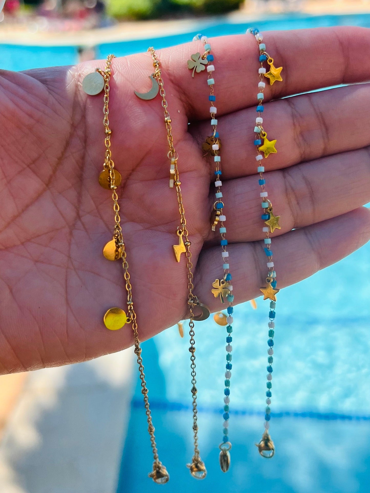 Gold Plated, Anklet, Ibiza vibe, summer beach. Add a touch of glamour with this lightweight ankle bracelet