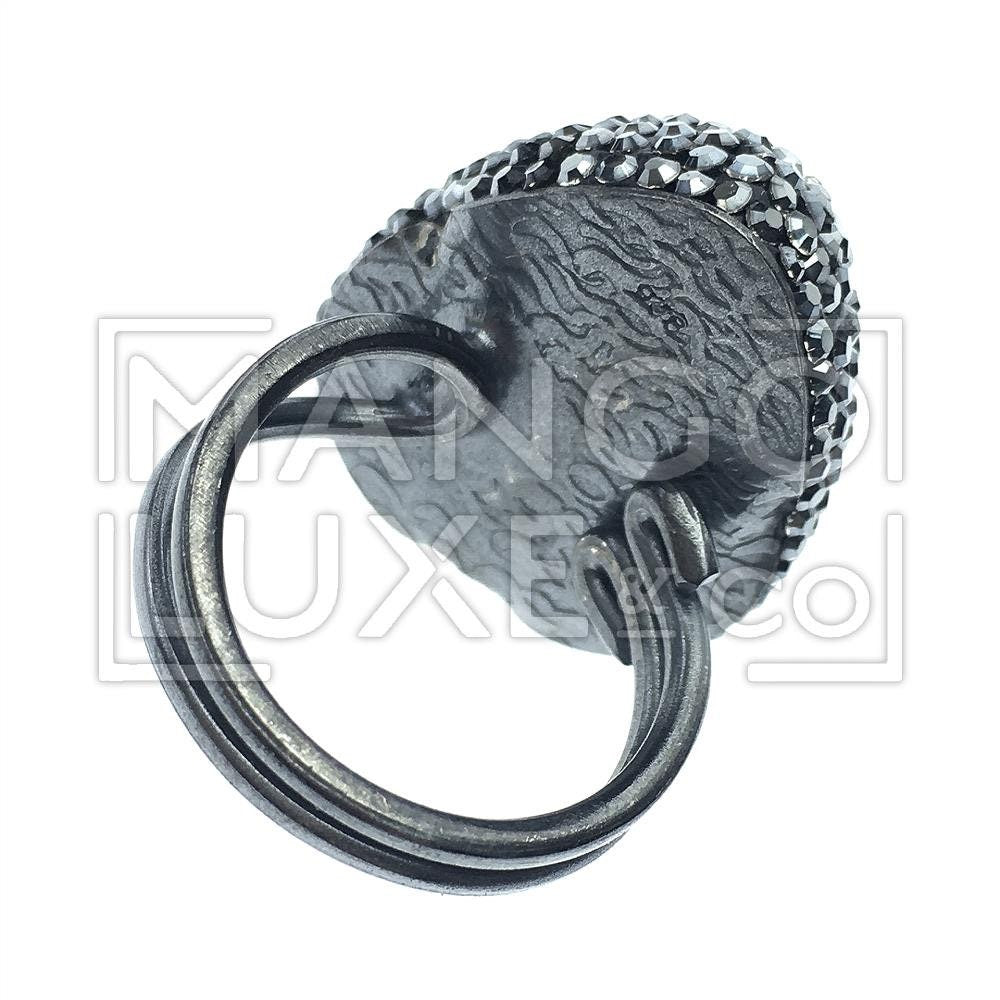 925 silver gemstone ring with hand made crystals, adjustable size