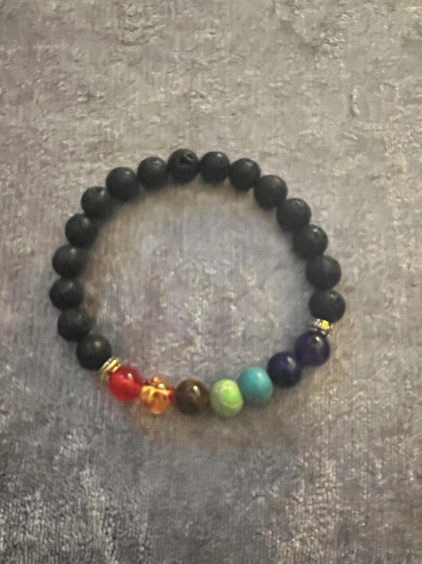 chakra gemstone black lava bracelet
