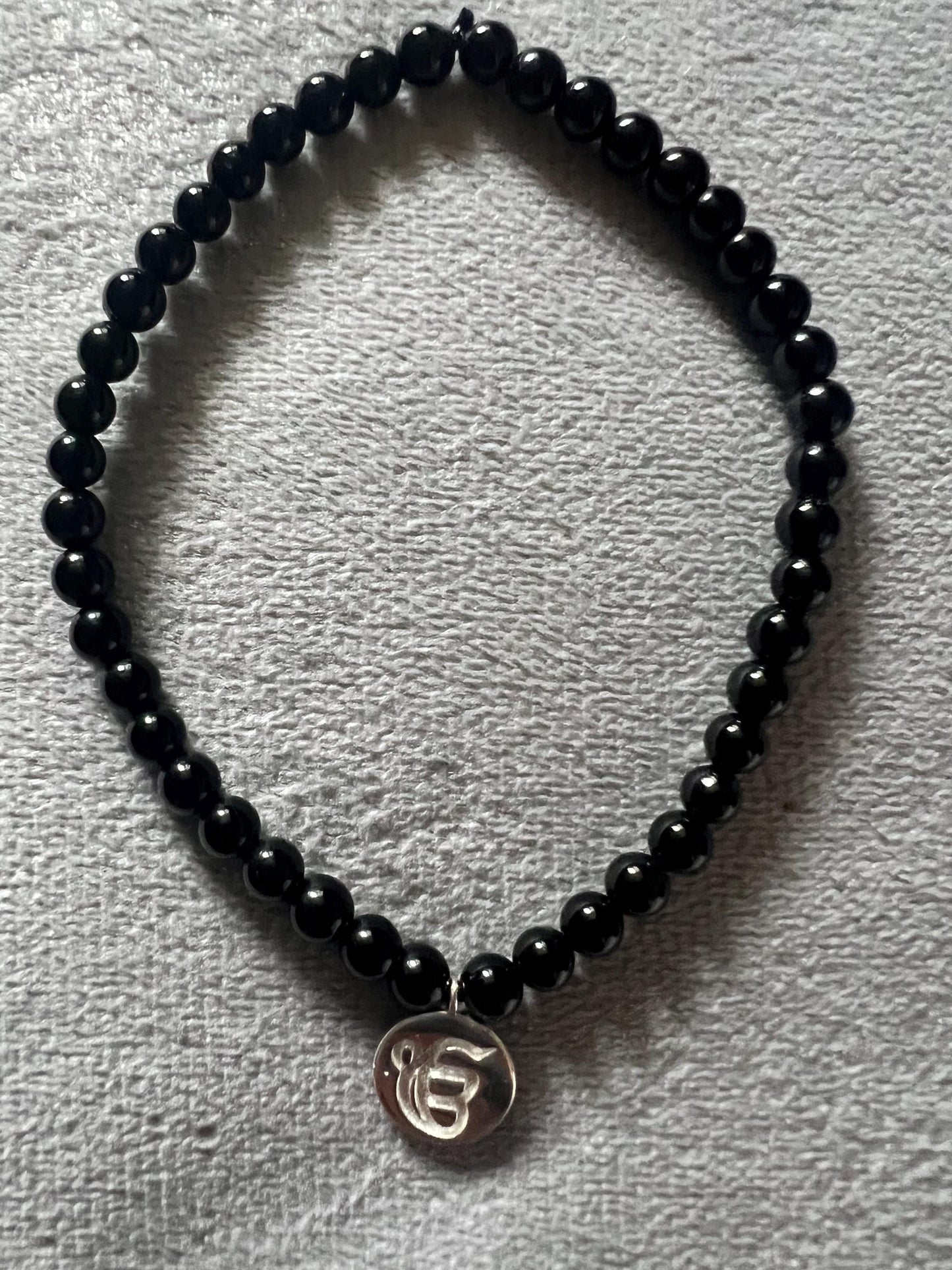 Sikh Ek Onkar Gemstone & 925 Silver Charm Bracelet – Customizable, Spiritual Jewelry, Meaningful Gift