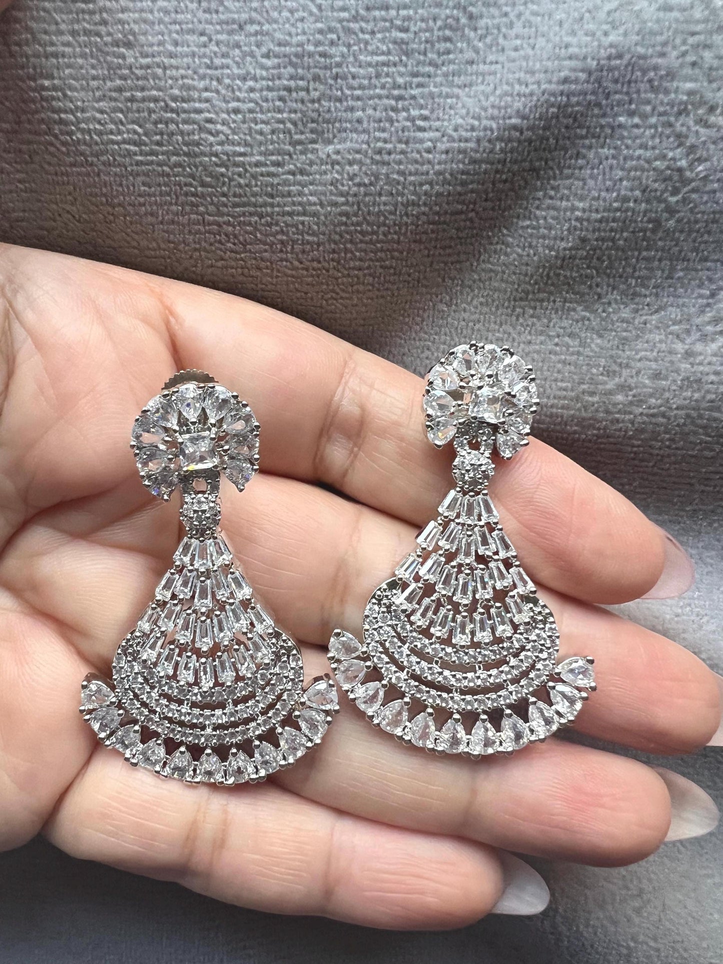 Stunning cubic zirconia chandelier earrings