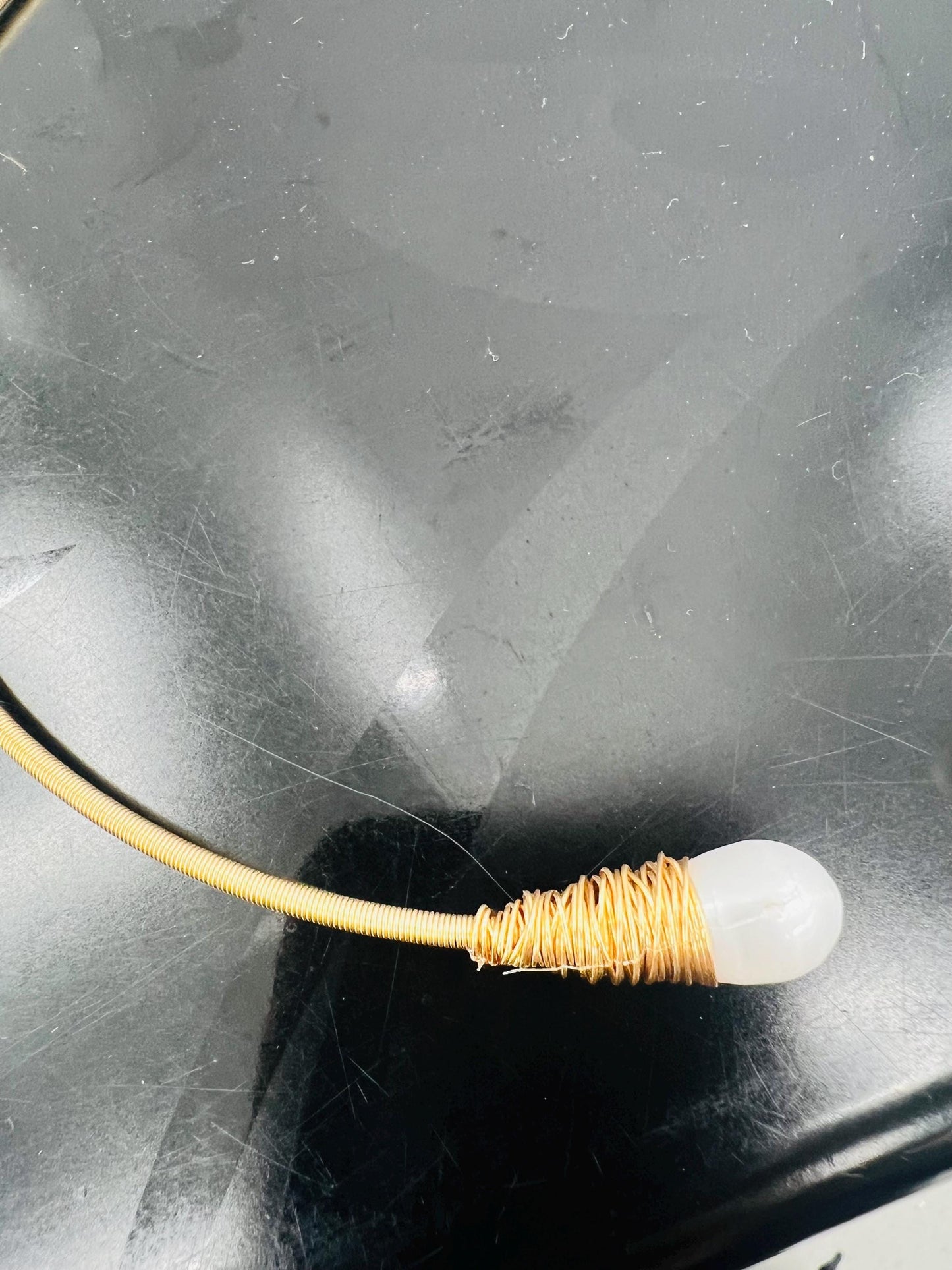 Natural pearl and stainless steel choker necklace