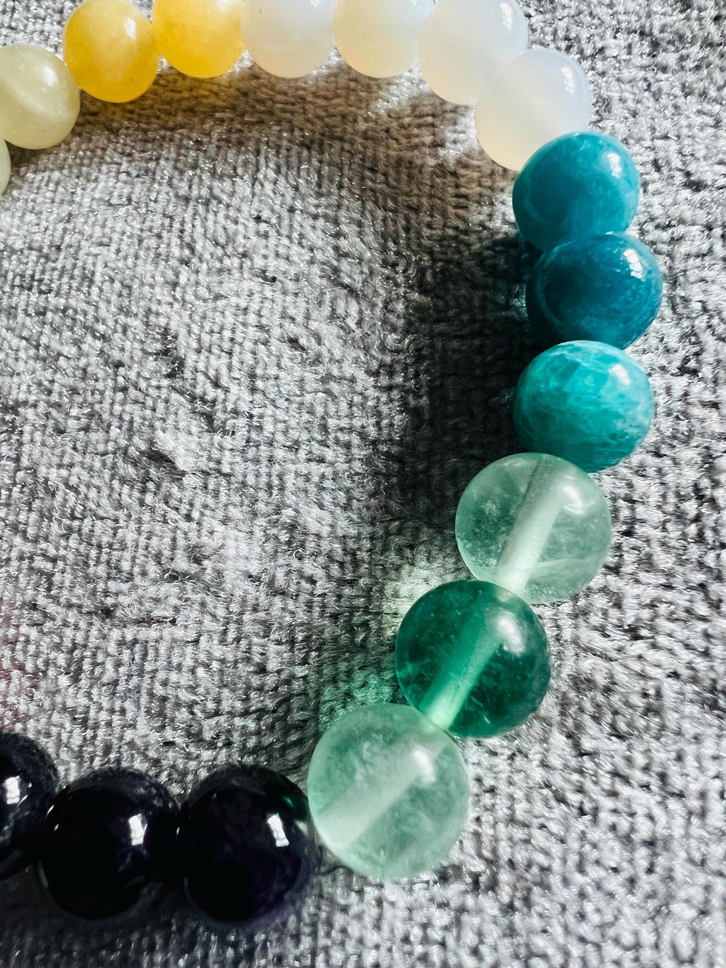 Study and focus meditation Gemstone Bracelet High Quality White Agate, Calcite, Carnelian, Amethyst, Neon Apatite, Sodalite, Multi Fluorite