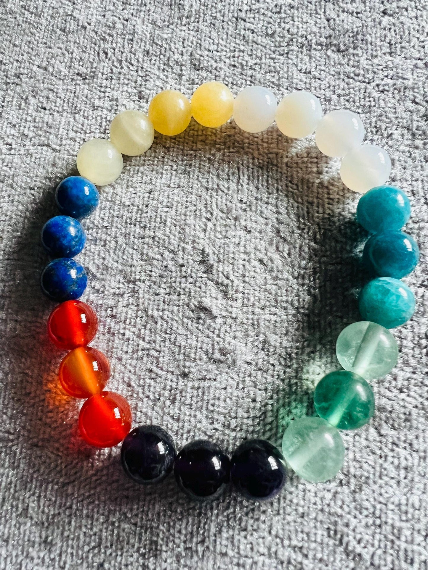 Study and focus meditation Gemstone Bracelet High Quality White Agate, Calcite, Carnelian, Amethyst, Neon Apatite, Sodalite, Multi Fluorite