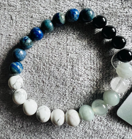 Evil eye meditation Gemstone Bracelet High Quality Lapiz Lazuli, Adventurine, Howlite, Black Tourmaline