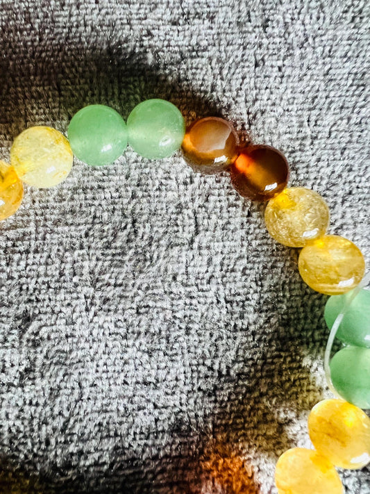 Career success meditation Gemstone Bracelet High Quality Aventurine, Citrine, Carnelian